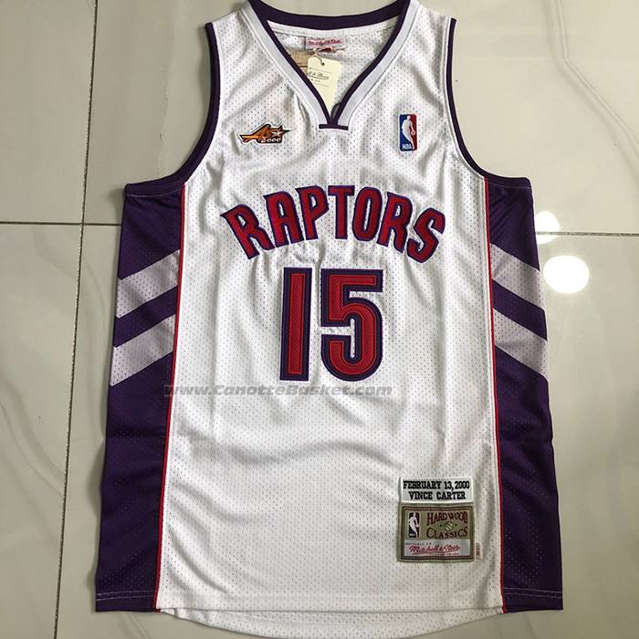 Maglia Toronto Raptors Vince Carter No 15 Hardwood Classics Bianco